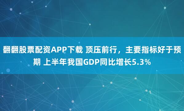 翻翻股票配资APP下载 顶压前行，主要指标好于预期 上半年我国GDP同比增长5.3%