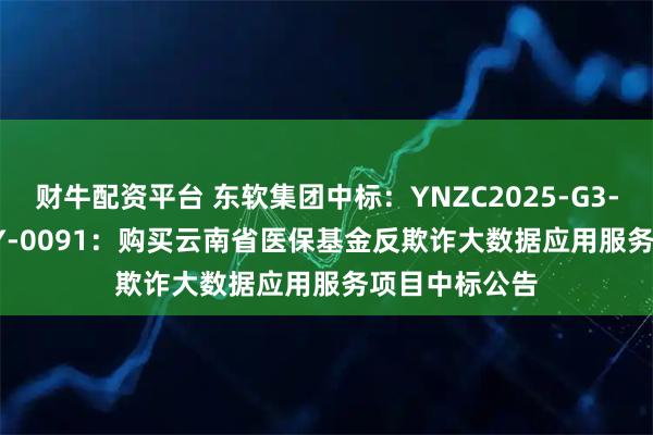 财牛配资平台 东软集团中标：YNZC2025-G3-04744-YNFY-0091：购买云南省医保基金反欺诈大数据应用服务项目中标公告